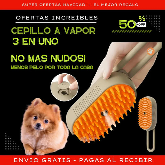 Limpieza, vapor y relax - Cepillo Con Mango A Vapor Para Mascotas